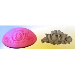 stampo in silicone rosa con foglia cm 7,5x4 spess. 1,3 cm per ceramica, gesso, resine siliconiche e saponi