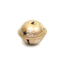 campanella oro glitterato con fiocchi neve 35 mm
