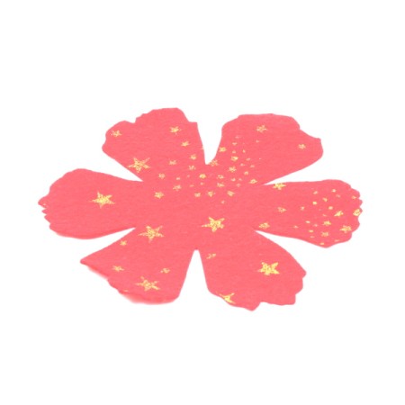 fiore fustellato rosso  con stelle glitter cm 13 diametro