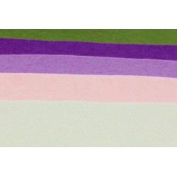 Offerta 5 fogli feltro morbido 3 mm cm 30x45 (panna, rosa, lilla, viola e verde muschio)