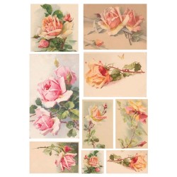 carta di riso per decoupage 30x42 illustrazioni d'epoca rose rosa