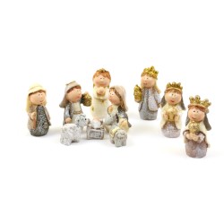 presepe 10 pz glitterato da cm 3 a cm 5