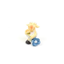 agnello in piedi con fiore cm 2,5