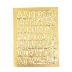 Sticker dorati lettere e numeri  cm 7,5x10