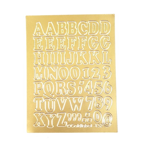Sticker dorati lettere e numeri  cm 7,5x10