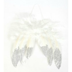ali d'angelo cm 15 bianche con punte glitterate argento 1 pz