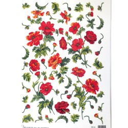 Stamperia Carta di Riso Papaveri Multicolore, 21x29.7 cm 