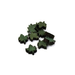 confezione 10 foglie d'acero 2,5 cm in legno verde scuro