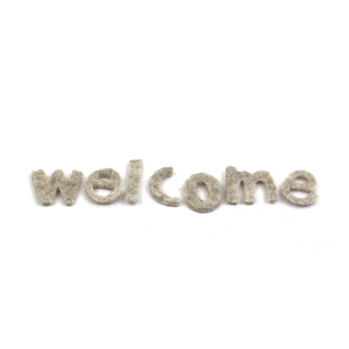 scritta Welcome in feltro crema melange (lettere cm 2,5)