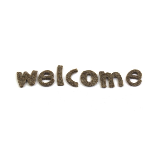 scritta Welcome in feltro marrone melange (lettere cm 2,5)