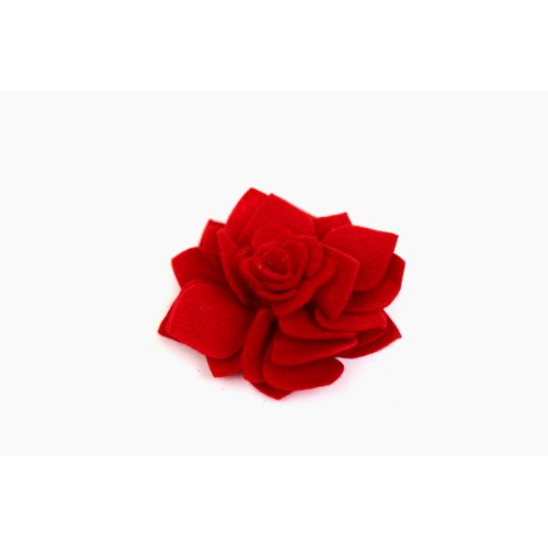 rosa già montata di pannolenci rossa cm 6 h 2,5 (8 petali)