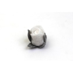 bocciolo bianco in pannolenci con sepali grigio melange cm 2,6 h3