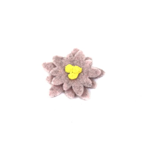 1 stella alpina a 2 strati cm 6x6 rosa cipria melange con passamaneria gialla