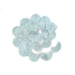rosa gigante da arrotolare cm 22x21 grigio azzurro melange in feltro lana