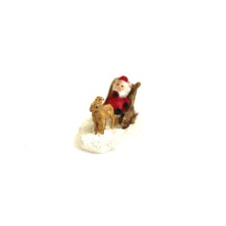 Babbo Natale slitta con renna cm 2,5x1,5
