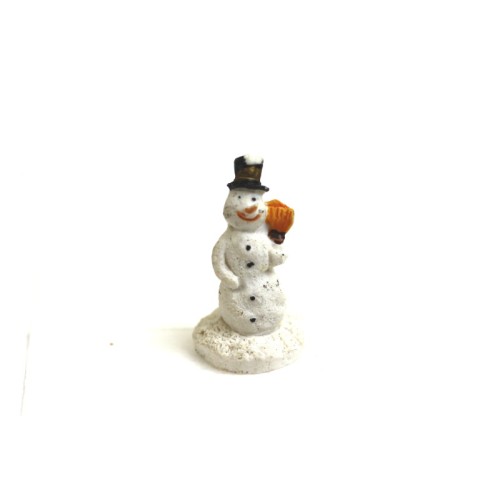 pupazzo di neve con scopa e cappello nero cm 3