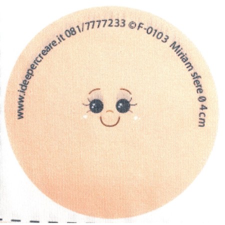 Faccina Miriam per sfera cm 4  in maglina stampata con occhi tondi