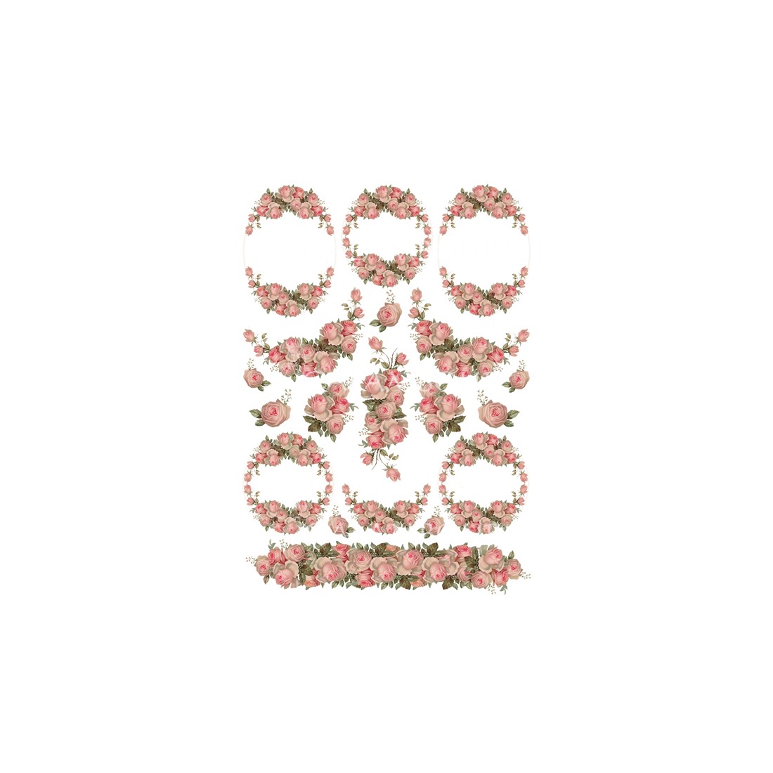 carta di riso per decoupage 33x48 design vintage cornici rose rosa