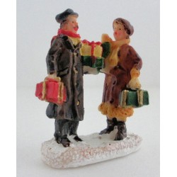 uomo e donna (marroni) con regali miniatura cm 3,5