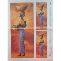 carta di riso per decoupage 30x42 donna africana